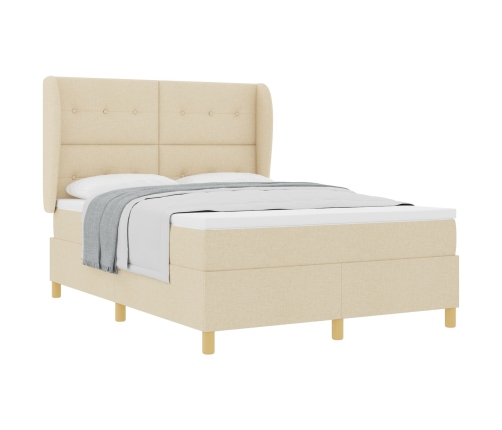 Cama con somier y colchón  Crema 140x190 cm Tela