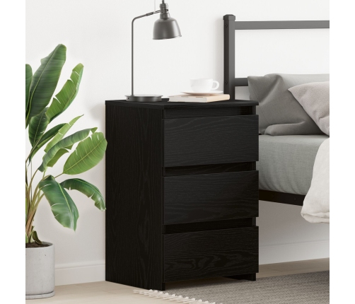 Cabecera de Noche  Negro Roble 40x35x62,5 cm Madera Elaborada