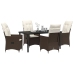 Set de Comedor de Jardín de 5 Piezas con Cojines Marrón Poliratán