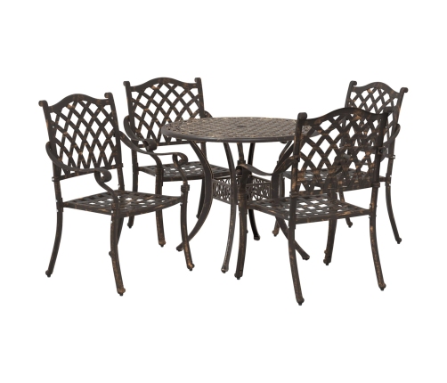 Conjunto de Comedor de Jardín de 5 Piezas de Bronce de Aluminio Fundido