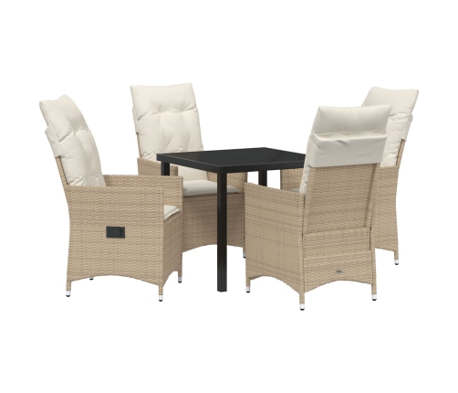 Set de comedor de jardín de 5 piezas  con cojines Beige Rattán poliéster