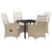 Set de comedor de jardín de 5 piezas  con cojines Beige Rattán poliéster