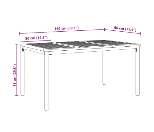 Conjunto de Comedor de Jardín  7 Piezas Gris Metal Resistente