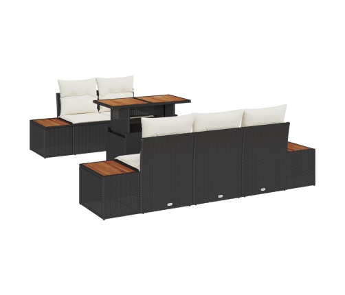 Conjunto de Sofá de Jardín  6 Piezas Negro, Marrón
