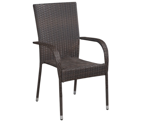 Juego de Comedor de Jardín de 7 Piezas Marrón Ratán PE