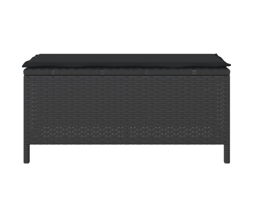 Conjunto de Comedor de Jardín de 3 Piezas con Cojines Negro de Poliratán Acacia