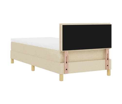 Cama con Base Reforzada y Colchón Crema 100x200 cm Tela