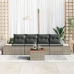 Conjunto de Sofá de Jardín de 5 Piezas con Cojines Gris Poliratán Acacia