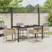 Juego de Comedor de Jardín de 5 Piezas con Cojines Beige Rattan Poliéster