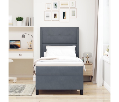 Cama con Box Spring y Colchón  Gris Oscuro 100x200 cm de Terciopelo