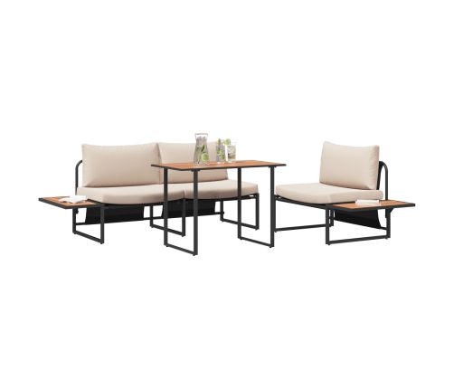 Juego de Comedor de Jardín de 3 Piezas con Cojines Color Taupe
