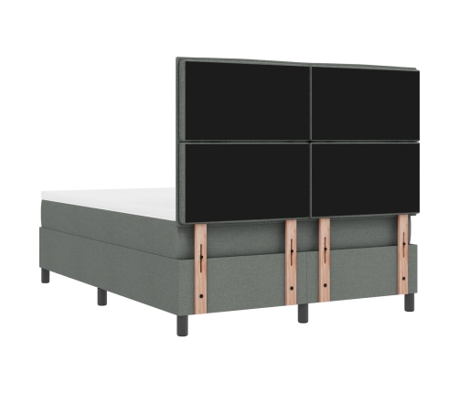 Cama con Box Spring  con Colchón y Banco Gris Oscuro 160x200 cm Tela
