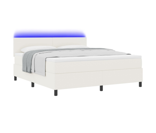 Cama con Base y Colchón & LED Crema Super King Tela de Pana