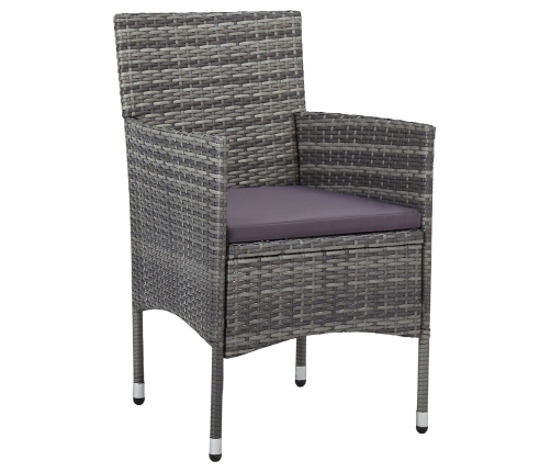 Conjunto de Comedor de Jardín de 3 Piezas Gris Ratán PE