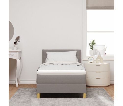 Cama Box Spring con Colchón Taupe 90x200 cm Tela