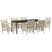 Conjunto de Comedor de Jardín de 7 Piezas con Cojines de Poliratán Beige