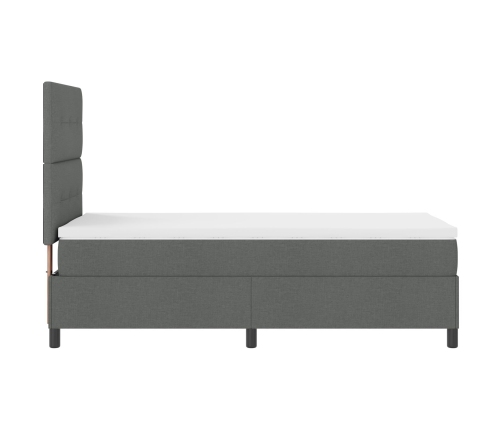 Cama con Resortes y Colchón & LED Gris Oscuro 90x200 cm Tela