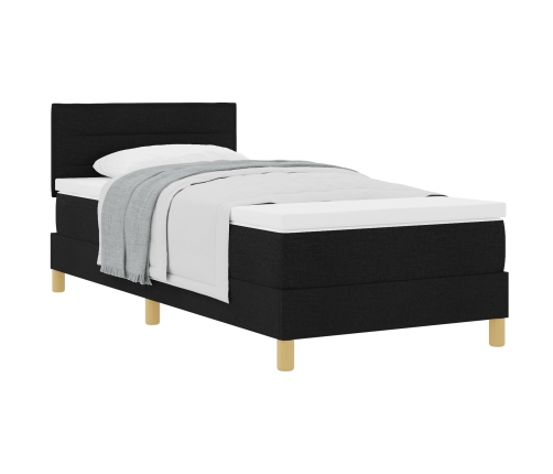 Cama Box Spring  con Colchón Negra 100x200 cm Tela
