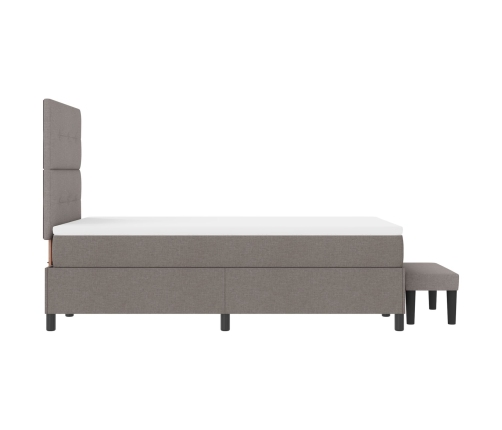 Cama Box Spring  con Colchón y Banco Taupe 120x200 cm Tela