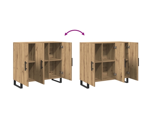 Sideboard  con 3 puertas de roble artesano 90x34x80 cm de madera elaborada