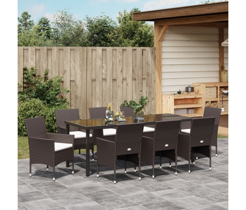 Set de Comedor Jardín  9 Piezas Marrón Poliratán