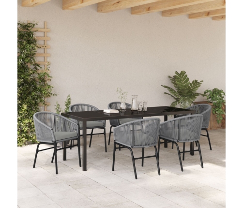 Conjunto de comedor de jardín de 7 piezas  Gris Ratán Sintético