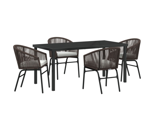 Set de Comedor Jardín  5 Piezas Marrón Ratán Poliéster