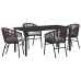Set de Comedor Jardín  5 Piezas Marrón Ratán Poliéster
