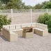 Juego de Comedor de Jardín de 11 Piezas con Cojines Beige Polirratán Acacia