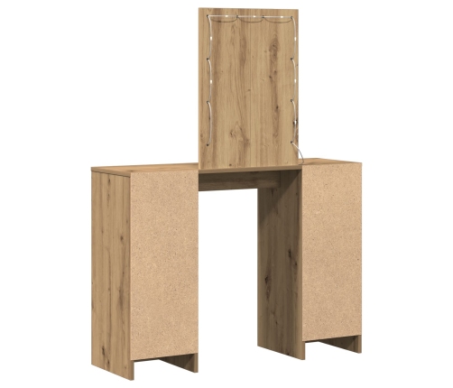 Mesa de Tocador  con Luces LED Roble Artesanal 102x33x135 cm