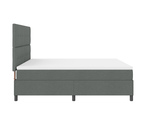 Cama de Caja de Resortes  Gris Oscuro Super King Tela