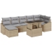 Conjunto de Sofá de Jardín de 8 Piezas con Cojines Beige de Rattan PE