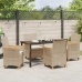 Conjunto de Comedor de Jardín  de 5 Piezas con Cojines Beige Poliratán