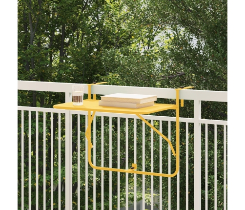 Mesa Colgante para Balcón VidaXL Plegable Mostaza 60x40 cm Acero