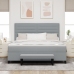 Cama de muelles  con colchón y banco gris claro 180x200 cm tela