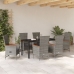 Set de Comedor de Jardín de 7 Piezas  con Cojines Poliratán Gris