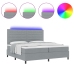 Cama con somier  con colchón y luz LED gris 200x200 cm de tela
