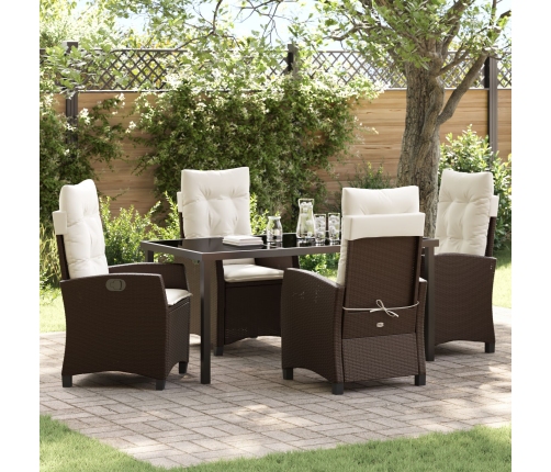 Conjunto de comedor de jardín  de 5 piezas con cojines Marrón Poliratán