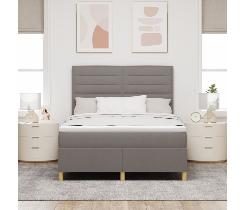 Estructura de Cama con Colchón Taupe Tela 160 x 200 cm