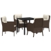 Set de Comedor de Jardín  de 5 Piezas con Cojines Marrón Poliratán