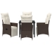 Set de Comedor de Jardín de 5 Piezas de  con Cojines Marrón Poliratán