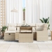 Sofá de jardín de 7 piezas con cojines beige de ratán