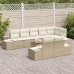 Juego de Sofá de Jardín  de 9 Piezas con Cojines Beige Poliratán Acacia