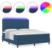 Cama tipo box spring  con colchón y LED azul 160x200 cm tela