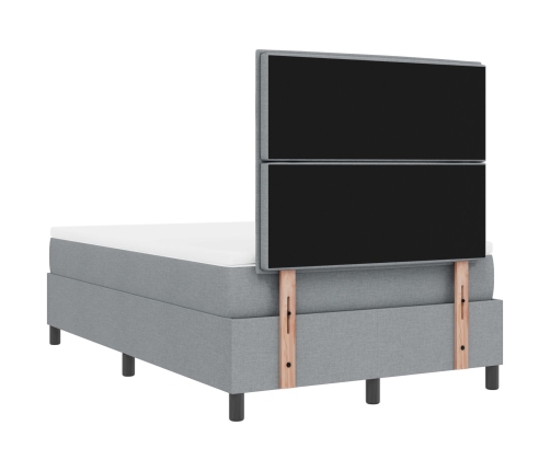 Cama con Base de Resorte con Colchón Gris Claro 120x200 cm Tela
