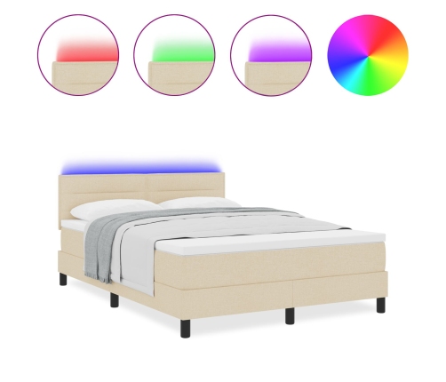 Estructura de Cama  con Colchón Beige Tela 140 x 200 cm