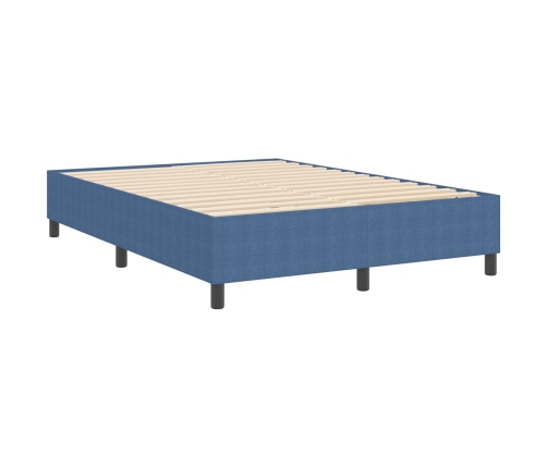 Cama con base de resortes  Azul 140x200 cm Tela de pana