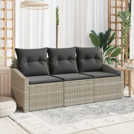 Juego de Sofá de Jardín Set de 3 Gris