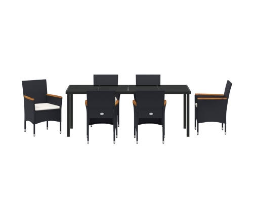 Set de Comedor para Jardín  de 7 Piezas en Poliratán Negro
