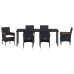 Set de Comedor para Jardín  de 7 Piezas en Poliratán Negro